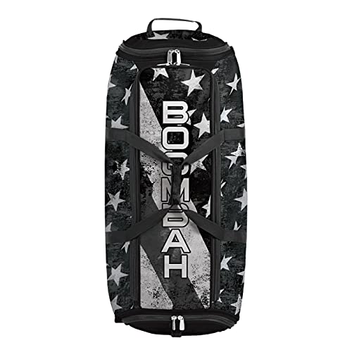 Boombah Brute Rolling Bat Bag 2.0-35" x 15" x 12-1/2" - USA Old Stars & Stripes Black Ops Black/White - Holds 4 Bats and Room for Gear - Wheeled Bag