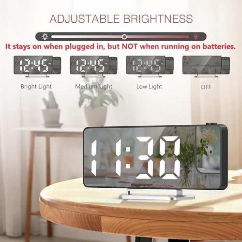 LOFICOPER Digital Projection Alarm Clock for Bedroom, 180° Rotatable Projector, 7.9'' Large LED Display with Temperature, Snooze, Adjustable Brightness, USB Cable, Nightstand Clock for Home Office - Image 4