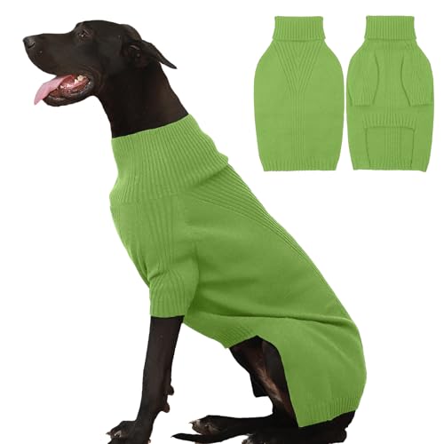 Image of IECOii Great Dane Sweater,Extra Large Dog Sweaters for Giant Breed Dogs 4XL | Turtleneck Stretchy Pullover, Thermal Knitted Clothes for Great Dane, Doberman, Mastiff, Easy On Cold Weather Wear, XXXXL