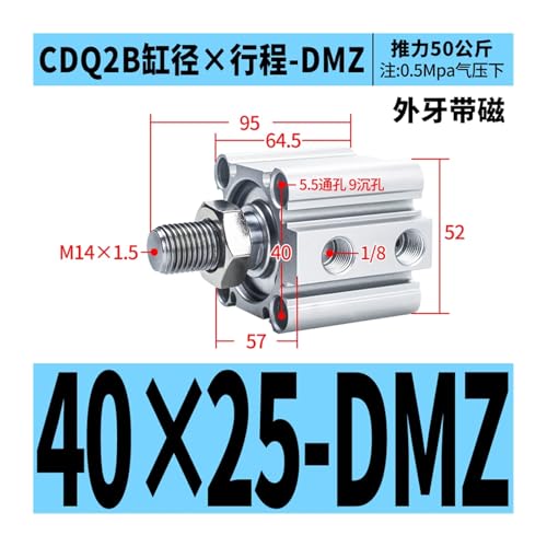 Cylindre mince compact CDQ2B résistant pour espace restreint - 3