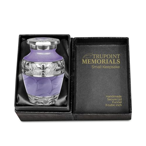 Image of Trupoint Memorials Cremation Urns for Human Ashes, Silver Lining Decorative Burial Urns for Male and Female, Funeral Memorial Urn for Women and Men - Purple, 1 Keepsake