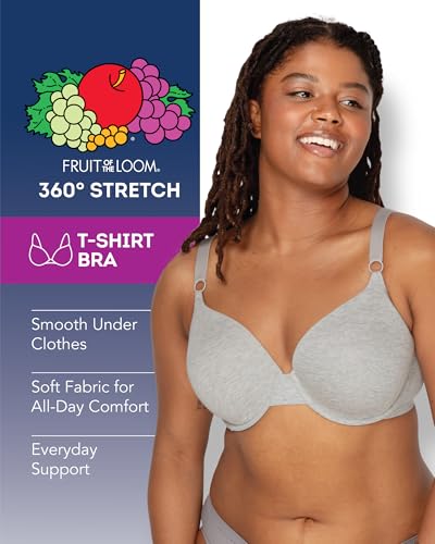 Image of Fruit of the Loom Women's Smooth Cotton T-Shirt Bra - Ultra-Soft, Flexible, and Invisible Under Tees