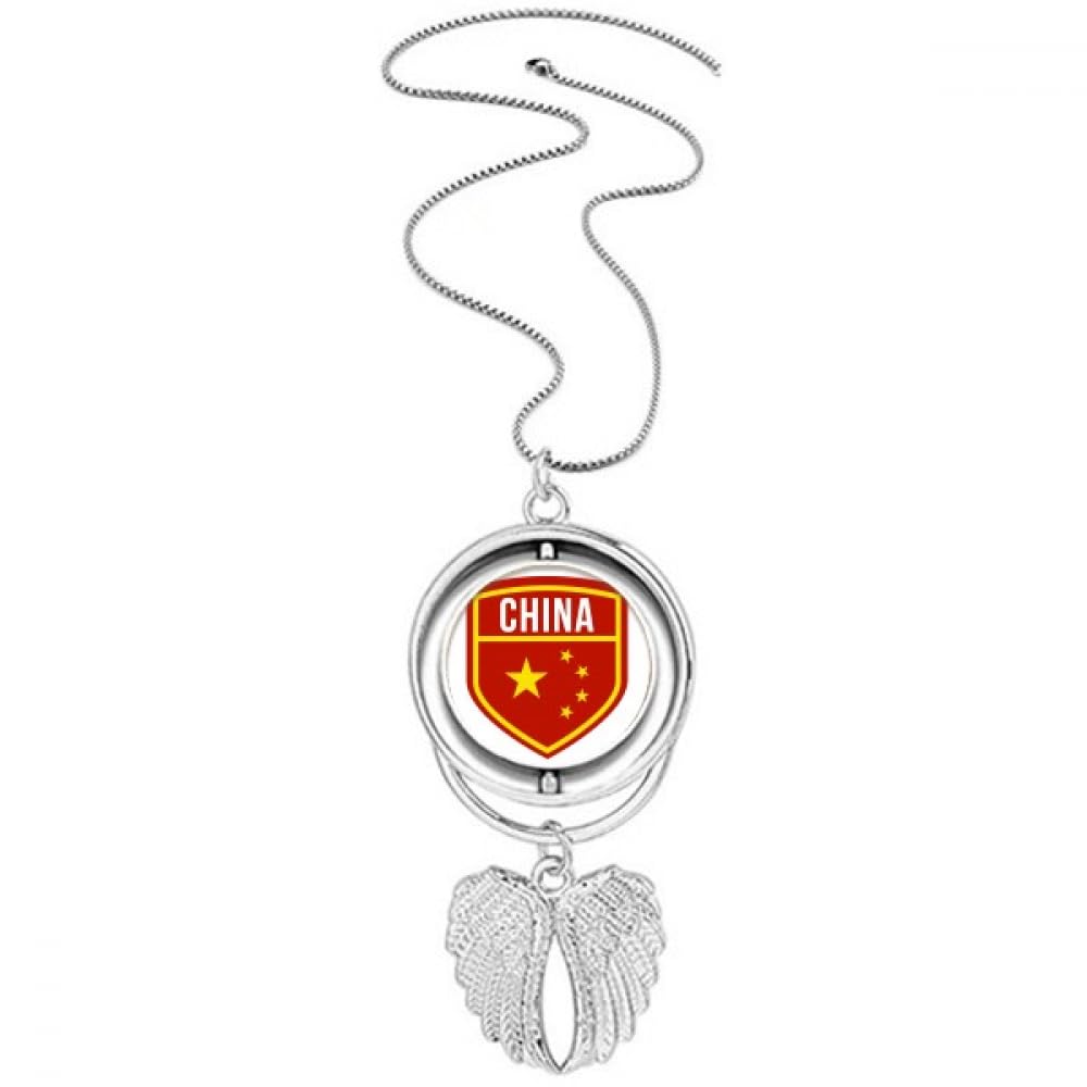 Collier drapeau chinois bouclier et ailes d'ange le cadeau symbolique idéal