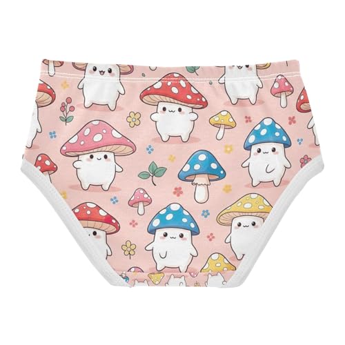 Cute Cartoon Mushrooms Cotton Toddler Underwear, Girls' Cotton Brief Underwear, 2T–8 Years2