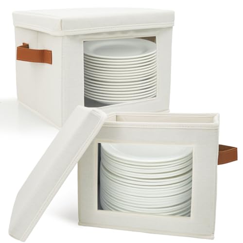 HOMELUX THEORY China Storage Containers, 2pc 12"x8" Square Plate Box, Ivory