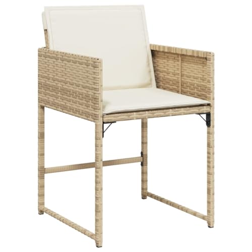 vidaXL Chaises de Jardin avec Coussins Lot de 4 Beige résine tressée