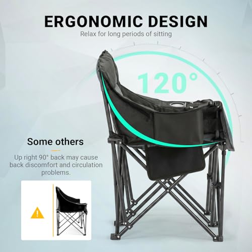 Overmont Oversized Double Camping Chair - Portable Folding with Cooler Bag - Image 4