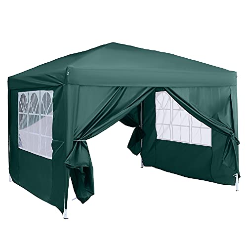 Outsunny Tonnelle Barnum Tente de réception Pliante 3 x 3 x 2,55 m avec fenêtres + Sac de Transport Vert