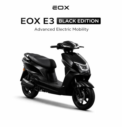 Image of EOX E3 Low Speed Electric Scooter Non RTO with 40-50Km Range, Black Portable Lithium Battery & Charger