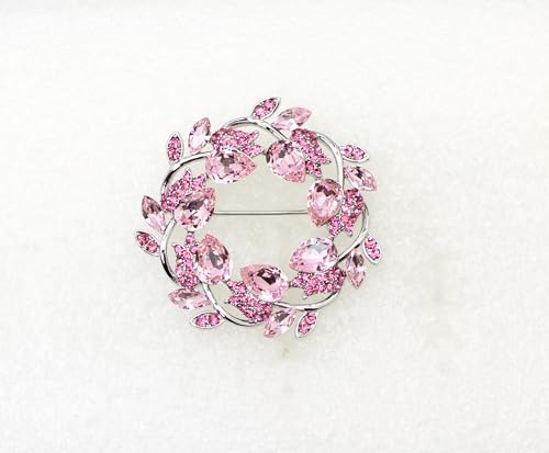 Image of Faship Gorgeous Rhinestone Crystal Floral Wreath Brooch Pin