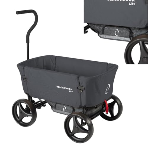 Beach Wagon Faltbarer Bollerwagen LITE Combideal - 80 kg - Handwagen mit Gepäckfach - Strandwagen, Gartenwagen und Campingwagen Faltbar - Dunkelgrau
