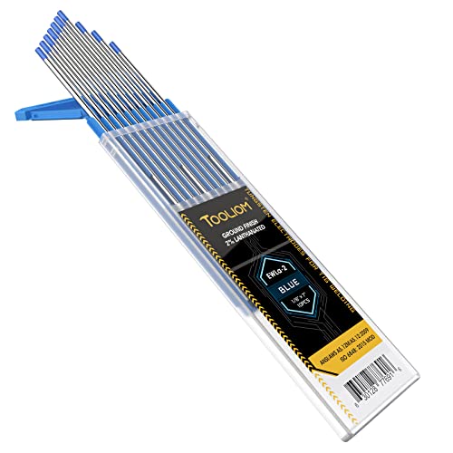 Image of TOOLIOM Tig Tungsten Welding Tungsten Electrodes 2% Lanthanted Tungsten 1 /8 inch x 7 inch (Blue,Ewla-2) 10-Pack