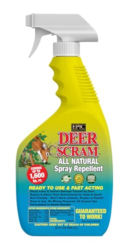 Deer Scram All Natural Granular Repellent - All-Natural, Animal, People and Pet Safe Granule from EPIC Repellents (32 Fl Oz, RTU)