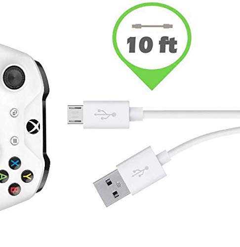 IENZA Replacement Long (10-Ft) USB Charge Cable Wire for Xbox One and Playstation