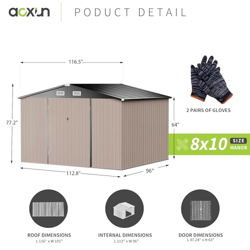 image for Aoxun Outdoor Storage Shed, 9.7x8.3 FT, Garbage Can,Outdoor Metal Shed