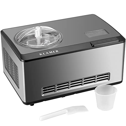 KLAMER 2-in-1 Eismaschine & Joghurtbereiter 2 L, 180 W Eiscrememaschine aus Edelstahl mit Kühl- und Heizfunktion, hausgemachtes Speiseeis mit selbstkühlendem Kompressor, mit digitalem Rezeptbuch – Bild 3