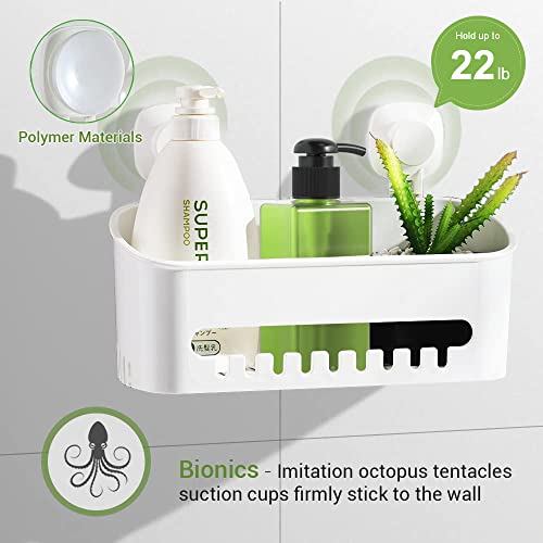 Luxear Suction Cup Shower Caddy - No Drilling Removable Shower Shelf - Powerful Suction Shower Organizer Max Hold 22Lbs Suction Bathroom Caddy, Waterproof Suction Storage Basket For Bathroom & Kitchen #TOP1