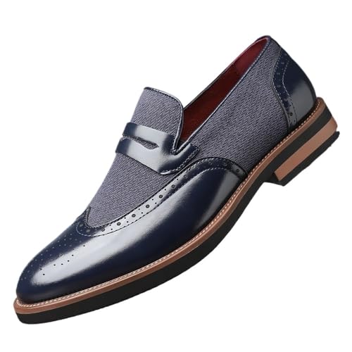 Dress Shoes for Men Comfort Orthopedic Tuxedo Slip On Round Toe Waterproof Leather Prom Wedding Heel Non Slip Anti-Slip Low Top Rubber Sole Casual