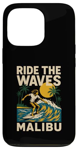 Malibu Ride The Waves Retro Mens Surfs Up Skateboarding Case for iPhone 13 Pro