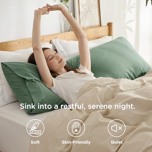 Image of Bedsure Body Pillow Case Cover - Sage Green Brushed Microfiber Long Pillow Cases, Ultra Soft and Cozy Body Pillowcase with Envelope Closure for Kids, Wrinkle, Fade Resistant, 1 Pack, 20x54 Inches