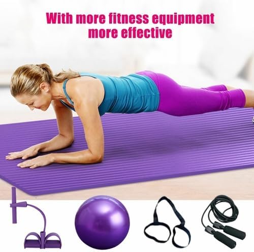 Deluxe Yoga Fitness 5-Piece Set – Non-Slip Mat, Stability Ball, Foam Block, Resistance Band & Strap – Home Gym & Pilates Accessories