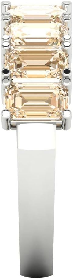 Clara Pucci 14K White Gold Wedding Band for Women | Stacking Classic Comfort Fit | Engagement Bridal Jewelry | 2.61 TCW Emerald Cut Natural Morganite (5X3mm)