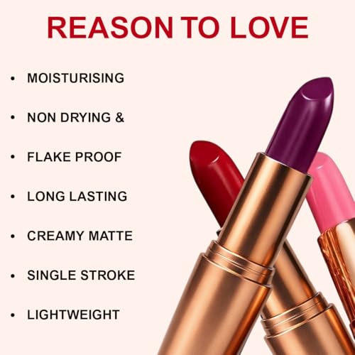 Image of One Wish Creamy Matte Lipstick - Blush Talk Shade 02 | Long Lasting | Full Coverage | High-Pigment | Smooth Finish | Creamy Formula with SPF | Enriched with Vitamin E, Almond Oil & Shea Butter | 3.8g