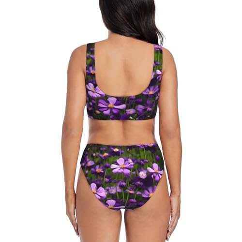 Maillot de bain 2 pièces fleurs violettes idéal pour le spa