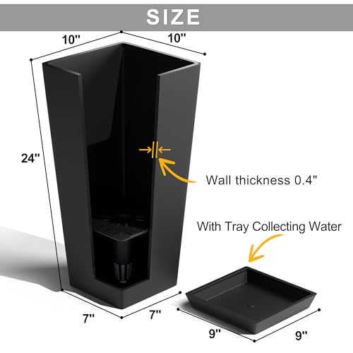 Elevens A-GE06018+USAM019+T3 Outdoor Planter Larger Flower Pots Indoor Taper Garden V-Shape Tall Planters 24 Inches Garden Pots Planter thumb #2
