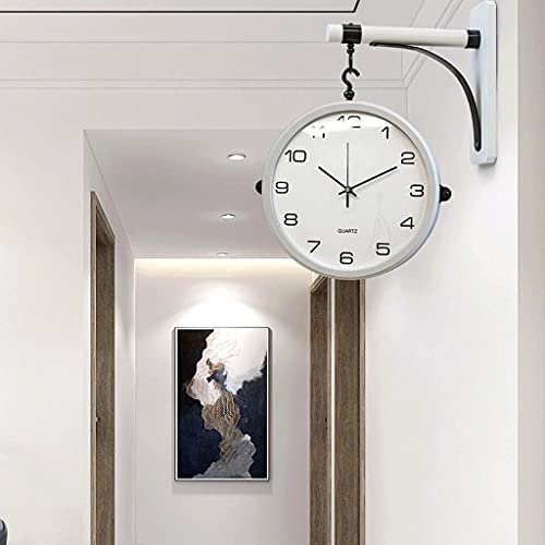 Horloge murale double face pour salon moderne et bureau lumineux