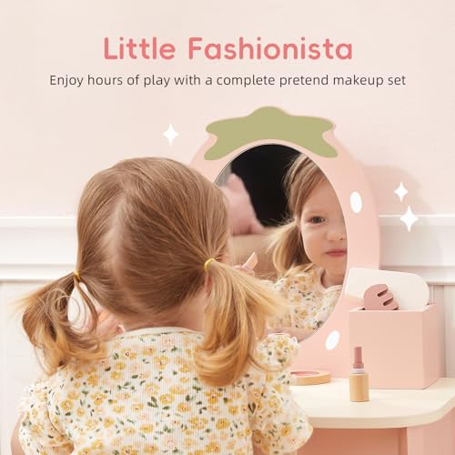 Image of OOOK Toddler Vanity for 3 Year Old with 10pcs Pretend Makeup Accessories