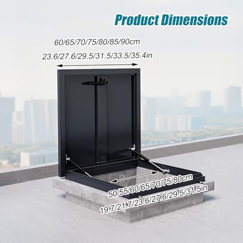 Puerta de seguridad de aluminio para techo de 70 x 70 cm contra accesos no deseados 8