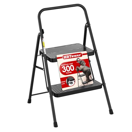 HBtower 2 Step Ladder, Step Stool with Wide Anti-Slip Pedal