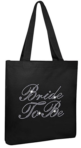 Varsany - Bolsa de algodón, de color negro con cristales, ideal como bolsa de regalo Bride To Be Cover
