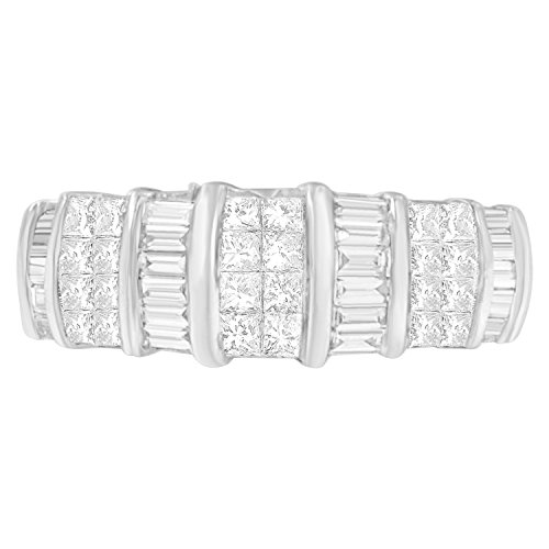 Original Classics 14K White Gold Baguette and Princess Cut Diamond Ring (1.00 Cttw, G-H Color, SI2-I1 Clarity) - Size 6-1/2