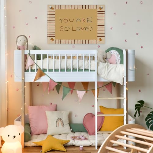 Image of Boy Girl Nursery Kids Room Decor, You Are So Loved Inspirational Canvas Banner Flag Wall Decor, Retro Neutral Wall Hanging Flag Decorations for Kids Toddler Room Bedroom Playroom, 30x20 Inch