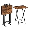 Hoobro folding tv tray table tv trays for eating set of 4 with stand folding tv dinner tables for small space easy assembly space saving stable and durable rustic brown and black bf20bzp401  urban country home decor