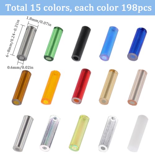 SUNNYCLUE 1 Box 2970pcs 15 Colors Glass Bugle Beads 6mm Seed Beads Bulk Small Long Round Tube Craft Loose Spacer Bead for Jewellery Making Beading Sewing Supplies DIY Necklace Bracelet Earrings Crafts - Image 2