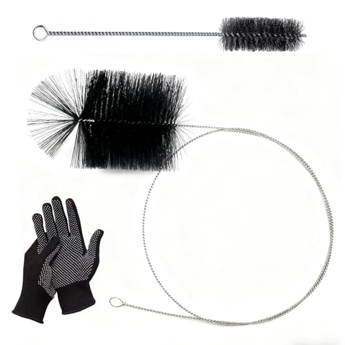 CHUANFU 3 Pièces Kit Ramonage Poele Pellet, Kit Nettoyage Gaine Vmc Souple, 2m Brosses de Cheminée, Brosse de Chaudière, Brosse pour Tuyau de Poêle...