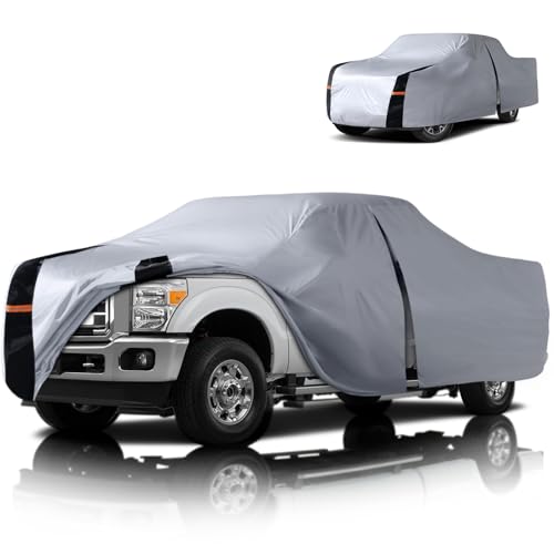 Image of Multi-Layer Ford F250 Truck Cover, Custom fit F250 2001-2026 Crew Cab Short Bed(6.8') Car Cover Waterproof All Weather, Full Exterior Cover Rain Wind Dust and UV Protection with Door Zipper