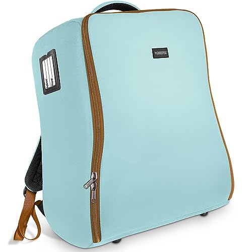 Image of YOREPEK Padded Stroller Bag for Airplane Compatible with UPPAbaby MINU V2 and MINU, Stroller Cover for Air Travel with Inner Pocket, Stroller Organize Bag for Baby Travel Essentials, Light Cyan