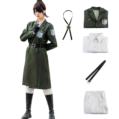 Fiamll Ackerman - Costume de cosplay Attack On Titan, pour cosplay, Halloween, carnaval, fêtes, pour adultes, vert, M
