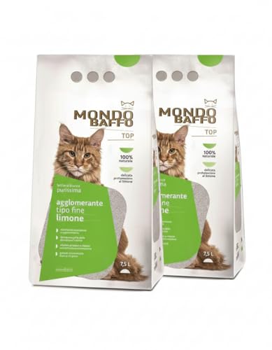 Mondo Baffo Lettiera Bianca Tipo Fine Limone Confezione 2x7.5LT AGGLOMERANTE
