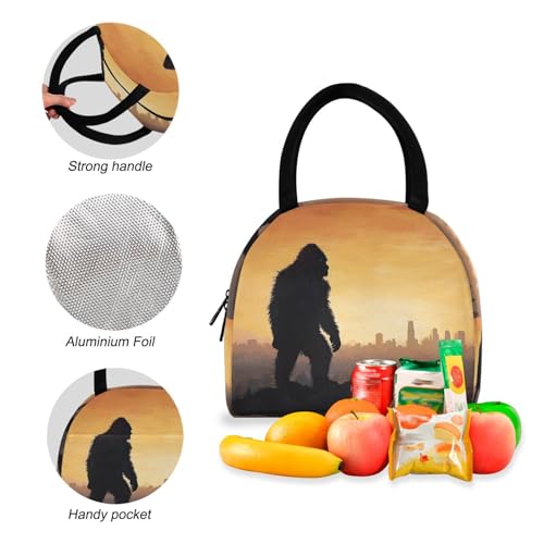 Sasquatch City Print Backpack Set with Lunch Bag, Large Capacity Travel Backpacks and Lunch Box Insulated for Commute Hiking Picnic4