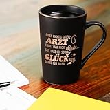 Joymaking Dankeschön Geschenke Arzt Tasse mit Spruch - Einen richtig guten Arzt findet man nicht alle Tage lustige Kaffetasse Geschenk für Ärzt, 400ml Schwarz