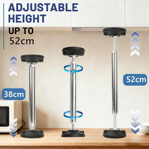 Qivine 2 Stück Stützen Höhenverstellbar, Verstellbares Teleskop Montagestütze Bis zu 300 Kg, Adjustable Teleskopstützen Kurz für Wandschränke, Badezimmerschränke, TV-Schränke (38~52cm)