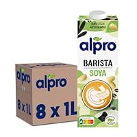 Alpro Barista Sojadrink – Zum Aufschäumen – Vegan und milchfrei – Von Natur aus laktosefrei – Reich an Proteinen – Enthält Calcium und Vitamine – 8 x 1 L – Haltbar