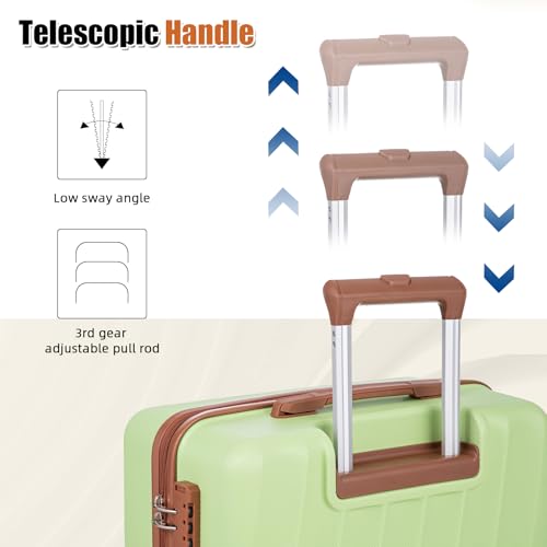 Image of Luggage Sets 6 Piece Suitcases with Wheels,ABS Hard Case Suitcases with Spinner Wheels,Durable Travel Luggage(LightGreen, 6 Piece Set(16 inch /20 inch /24 inch /28 inch)