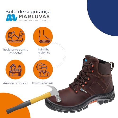 Bota Botina Segurança Epi Nobuck Marluvas 75bpr26 Cli Cnp (75BPR26CLICNPBP, BR, Adulto, Numérico, 43