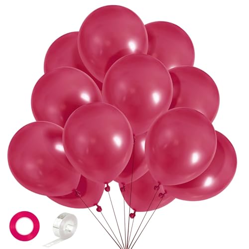 Image of CANREVEL Hot Pink Balloons - 50pcs 12 Inch Latex Balloons for Balloon Garland as Birthday Party Baby Bridal Shower Wedding Princess Theme Decoration
